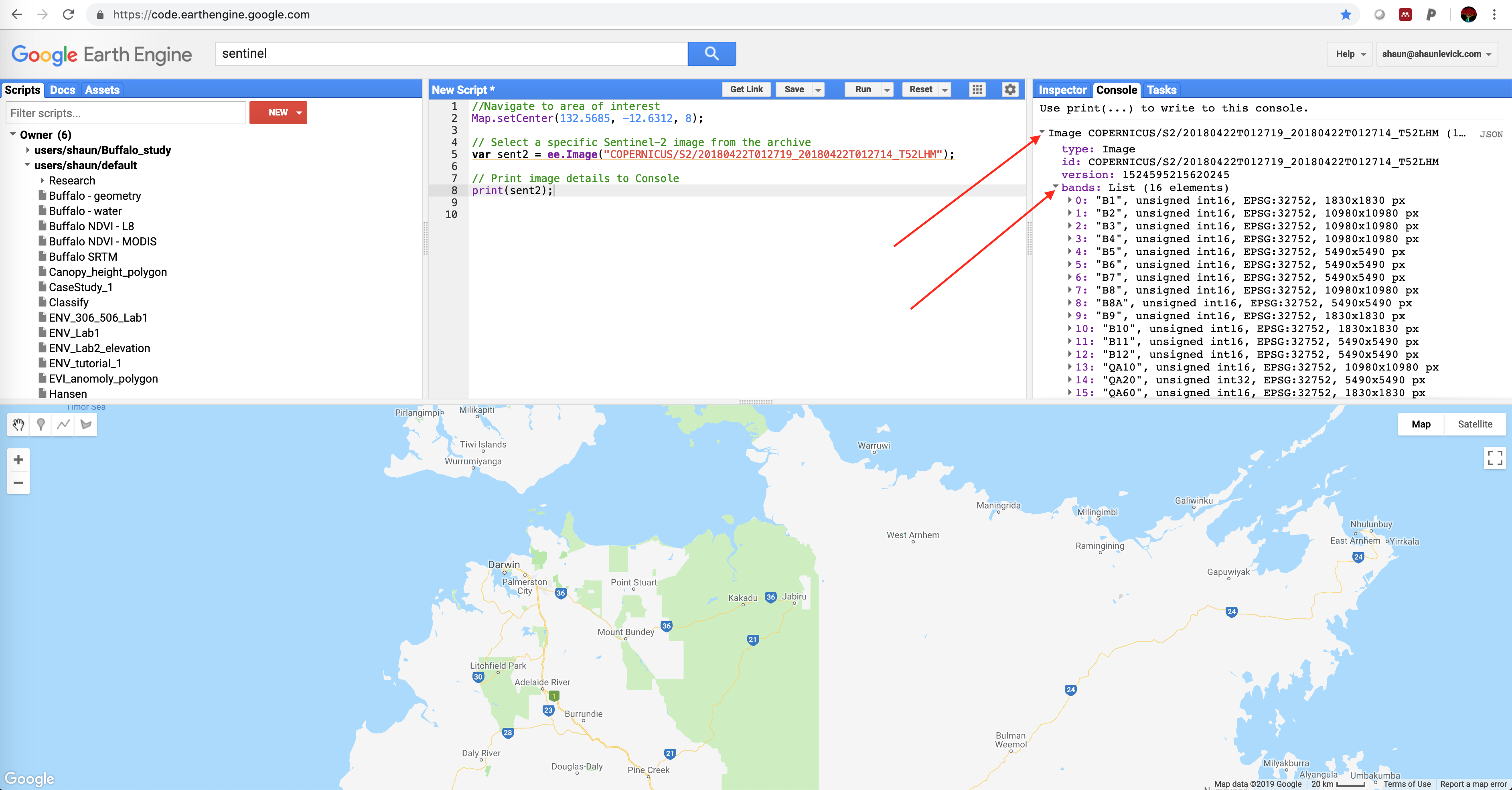 Figure 2. View image properties in Console